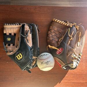 Rawlings Brown and Wilson Black Baseball Glove Set